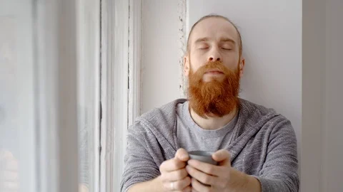 Portrait of a red-haired man with a beard Видео 125722137