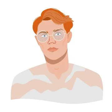 Portrait of a redhead guy with glasses. Vector illustration avatar of stylish Stock Illustration