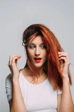 Portrait of a redhead woman. Stock Photos