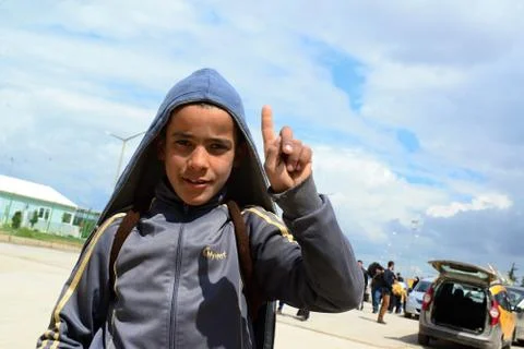 Portrait of refugees Stock Photos