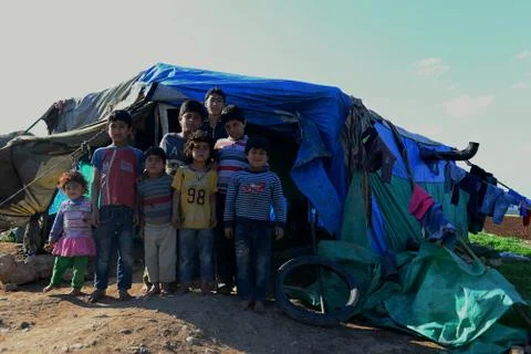 Portrait of refugees Stock Photos