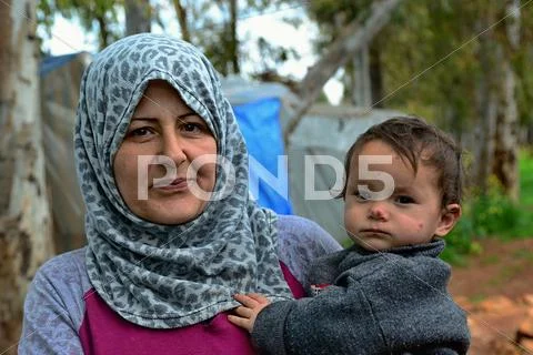 Portrait of refugees Stock Photos