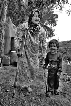 Portrait of refugees Stock Photos