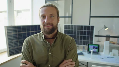 Portrait of Renewable Energy Developer at Work Video stock 230101635