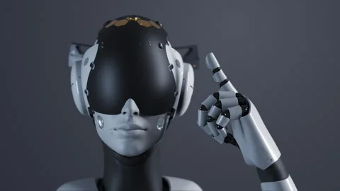 Portrait of a robot that has a critical error Stock Footage 248784961