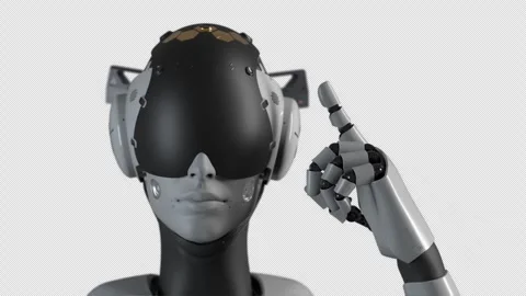 Portrait of a robot that has a critical error. has an alpha channel Stock-Footage 249481879