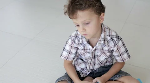 Portrait of sad little boy Stock Footage 59502576