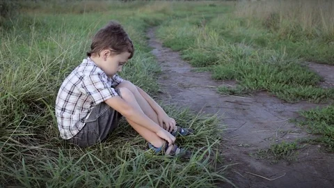 Portrait of sad little boy Stock Footage 70962026