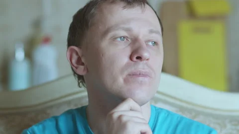 Portrait of a sad young man, close-up Stock Footage 158373437