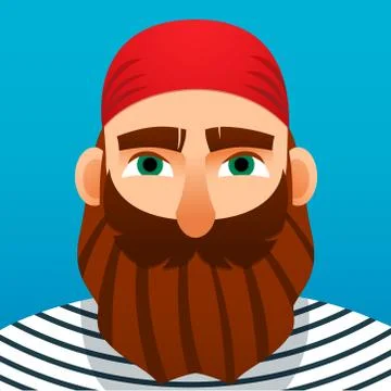 Portrait of a sailor. Cartoon style. Vector Image. Stock Illustration