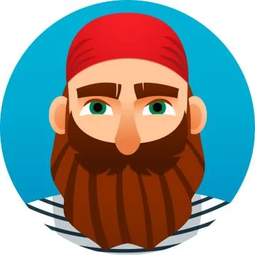 Portrait of a sailor. Cartoon style. Vector Image. Stock Illustration