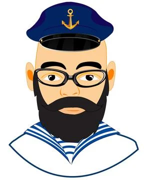 Portrait of the sailor on white background is insulated Stock Illustration