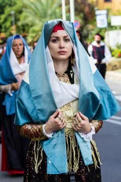 Portrait in Sardinian costume Stock Photos