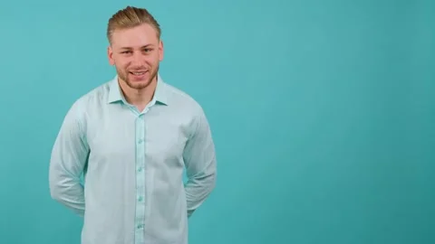 Portrait of satisfied bearded man doing thumbs up gesture. Stock Footage 142211404