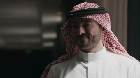 Portrait of a Saudi man by a window. Stock Footage 105803971