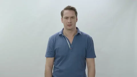 Portrait of scared thoughtful man. Stock Footage 196462228