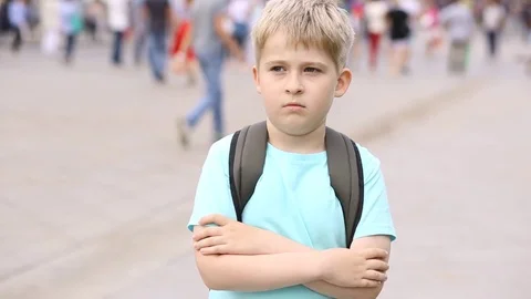Portrait of schoolboy in the city.  Stock Footage 78559193