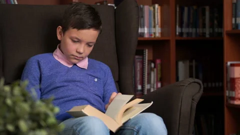 Portrait of schoolboy doing their homework and sleeping in a chair Stock Footage 96550993