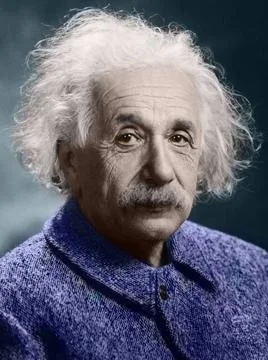 Portrait of scientist Albert Einstein Colorized. Hand-colouring Foto stock