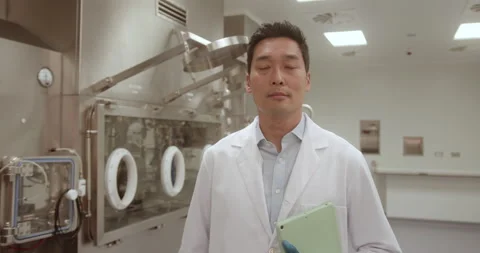 Portrait of Scientist in Corridor Looking at Camera Stock Footage 196173250