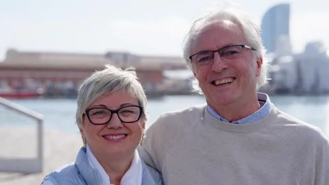 Portrait of senior couple looking at camera Stock Footage 271027698