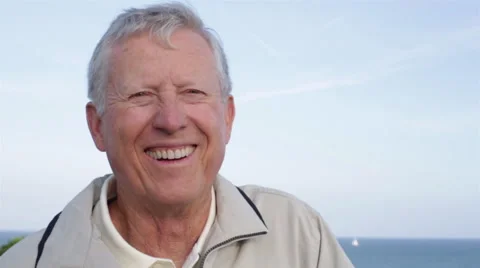 Portrait of Senior Elderly Man Laughing and Smiling Stock Footage 48342170