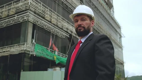 Portrait senior engineer, scientist and developer at a construction site Video stock 162269656