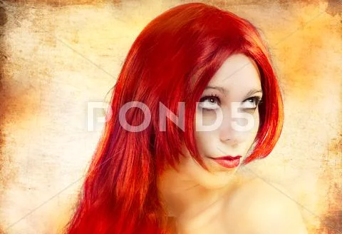 Portrait, sexy woman with latex gloves over orange background Stock Photos