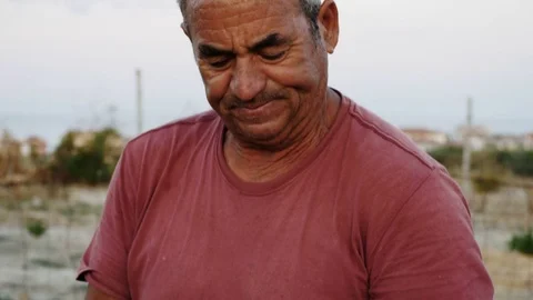 Portrait of Shepherd cuddles his lamb Stockbeeldmateriaal 80699252