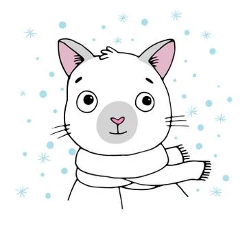 Portrait of a Siamese cat. Winter. Stock Illustration