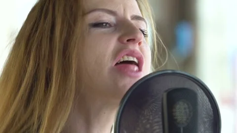 Portrait of the singer in the studio Stock Footage 73718673