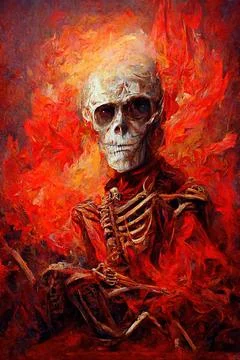Portrait of a skeleton body on fire Stock Illustration