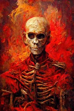Portrait of a skeleton body on fire Stock Illustration