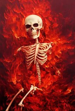Portrait of a skeleton body on fire Stock Illustration