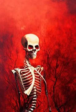 Portrait of a skeleton body on fire Stock Illustration
