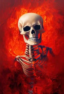 Portrait of a skeleton body on fire Stock Illustration
