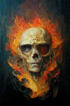 Portrait of a skeleton body on fire Stock Illustration