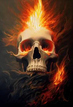 Portrait of a skeleton body on fire Stock Illustration