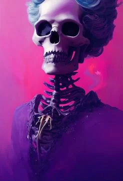 Portrait of a skeleton zombie in costume. Halloween concept. Stock Illustration