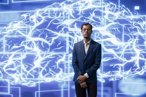 Portrait of skilled technician implementing artificial intelligence Stock Photos