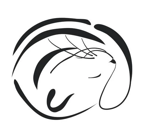 Portrait of sleeping cat Illustration