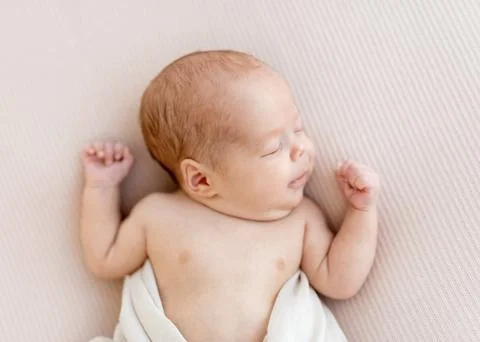 Portrait of sleeping newborn Stock Photos