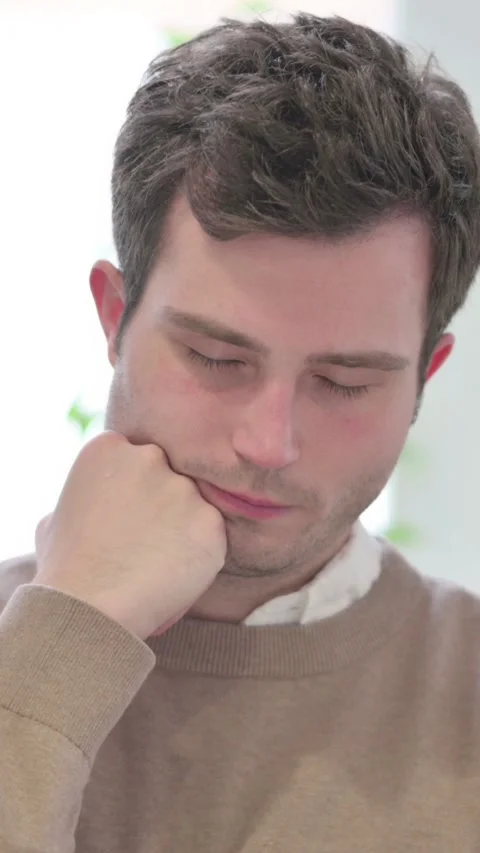 Portrait of Sleepy Man taking Nap, Vertical Video Stock Footage 337351029