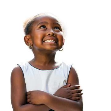 Portrait of small african girl looking up. Foto stock
