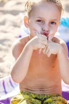 Portrait of a small beautiful five-year-old boy Fotos Stock