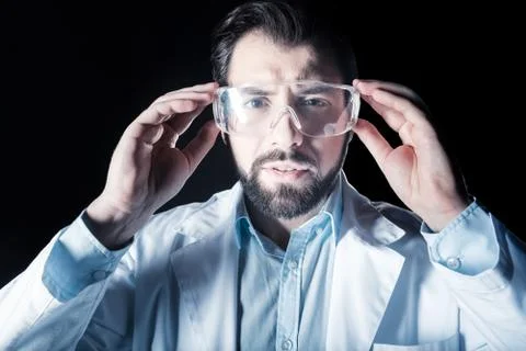 Portrait of a smart bearded scientist Stock Photos