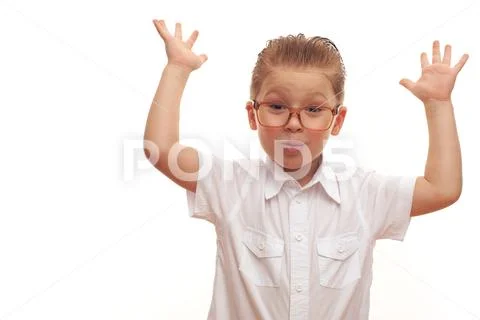 Portrait of a smart cute little talented funny boy Stock Photos