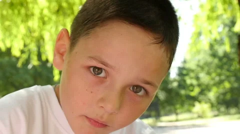 Portrait of smiling boy, slow motion 1 Stock-Footage 51380522