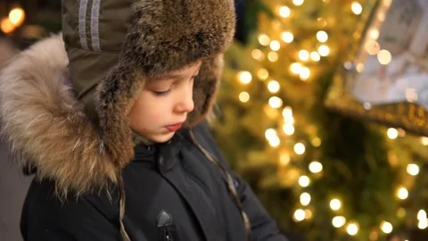 Portrait of smiling boy in winter Stock Footage 94047190