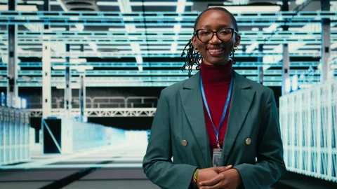 Portrait of smiling data center female engineer Stock Footage 329452227